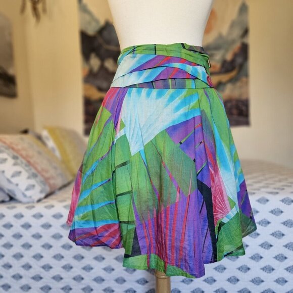 MNG A-Line Tropical Cotton Skirt – Size 10 | Boho Multicolor Summer Vibe - Picture 2 of 14